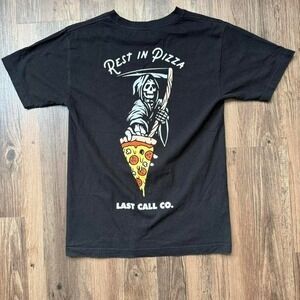 Last Call Co. Rest In Pizza Graphic T-Shirt‎ Mens Funny Humor Tee